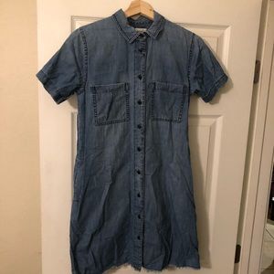 Madewell denim buttons down raw edge dress